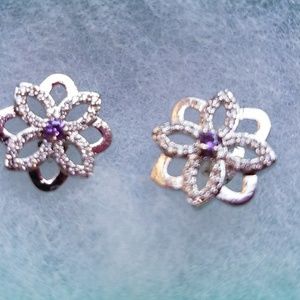 NEW STERLING DIAMOND AND AMYTHST EARRINGS